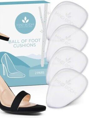 Mind Bodhi Ball of Foot Cushions for Women - 2 Pairs - Clear Gel